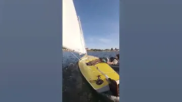 1965 Sunfish with a DIY jib sail. Full video for more. #sailing #boat #diy #maker #sunfish #dinghy